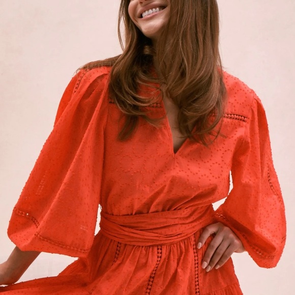 toccin Dresses & Skirts - Toccin Tiered Boho Dress in Hibiscus